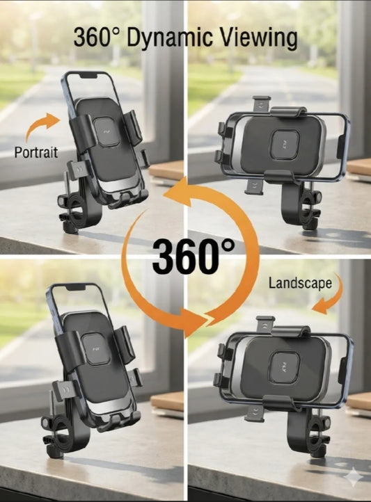 8.FLY Universal Mechanical Bike & Motorcycle Phone Mount – 360° Adjustable Handlebar Bracket for Bicycles, Scooters & E-Bikes
