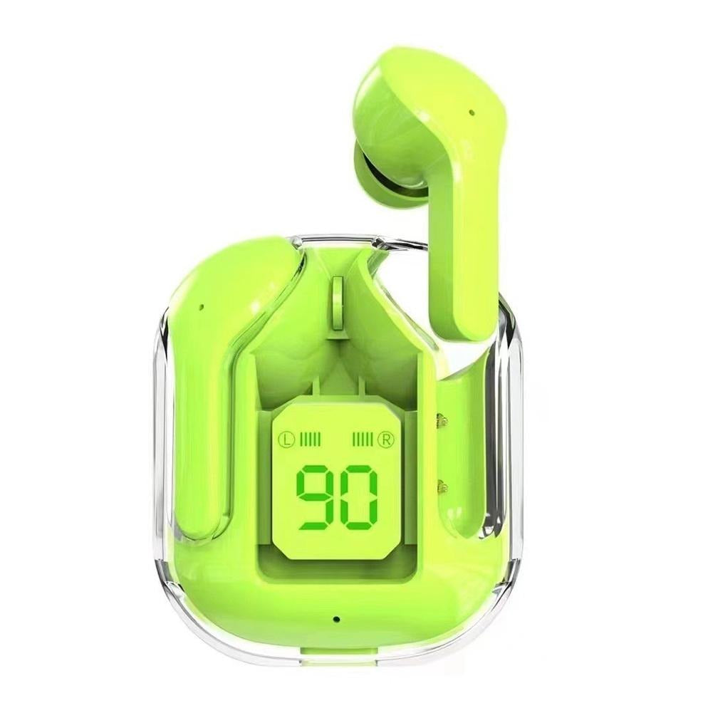 Air31 Earbuds Wireless | Crystal Transparent Bluetooth 5.3 | LED Display | Heavy Bass Stereo Sound