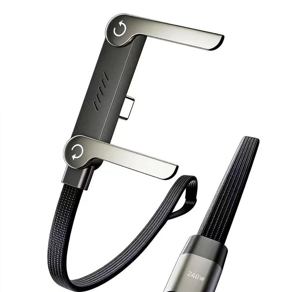 3.240W Type-C to Type-C Fast Charging Cable with Adjustable Stand – 1.5M PD 3.1 90° Elbow Gaming Cable