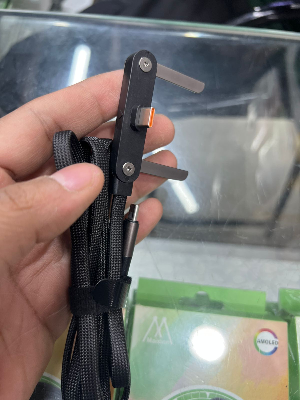 3.240W Type-C to Type-C Fast Charging Cable with Adjustable Stand – 1.5M PD 3.1 90° Elbow Gaming Cable