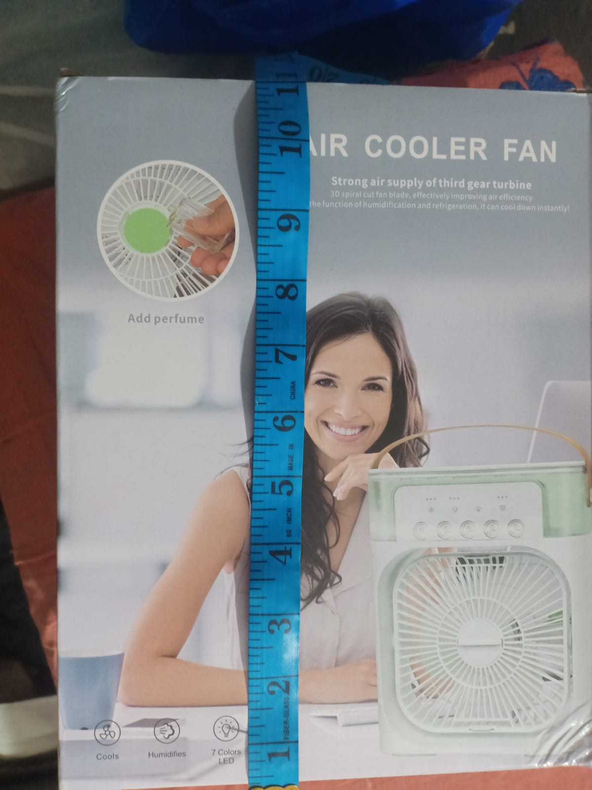 2.Mini Air Cooling Fan Portable Fan Copper Motor High Power Support Strong Airflow Large Size Cooling - Box Size 11 Inch