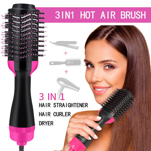 Hot Air Brush 3-in-1  – Professional One-Step Hair Dryer, Straightener, and Curler