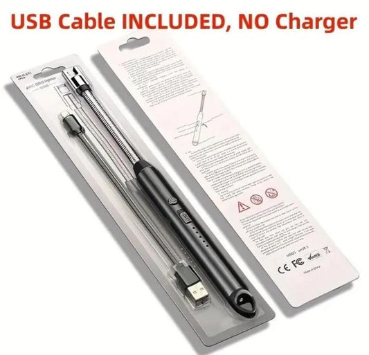 7.Rechargeable USB Electric Candle Lighter – Windproof Flameless Plasma Arc Lighter with 360° Flexible Long Neck