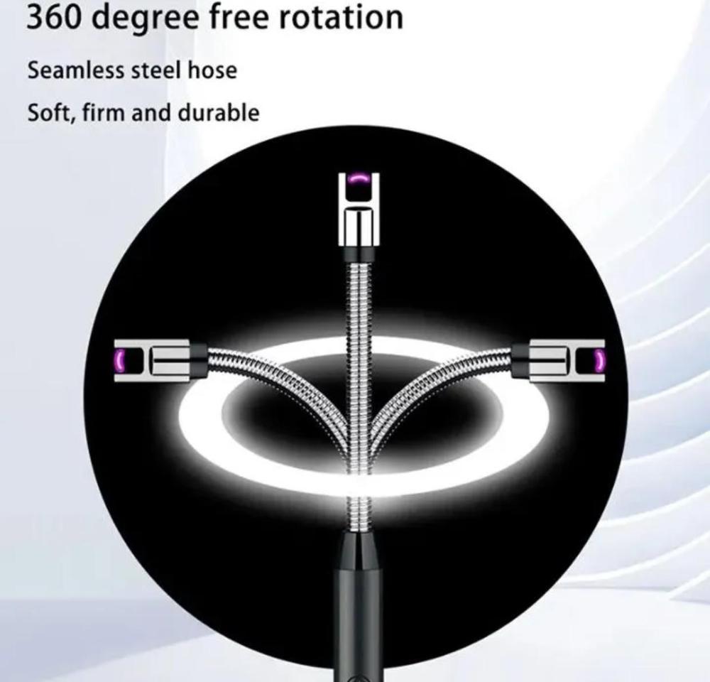 7.Rechargeable USB Electric Candle Lighter – Windproof Flameless Plasma Arc Lighter with 360° Flexible Long Neck