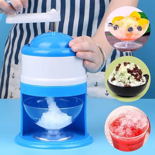 6.Manual Portable Hand Ice Crusher Machine - Portable Shaved Ice Maker & Gola Maker with Stainless Steel Blades