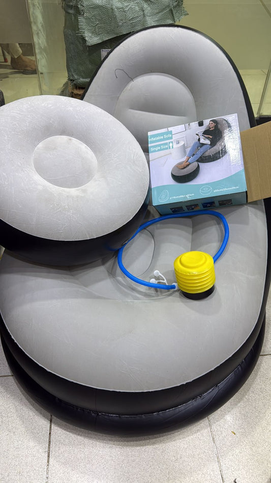 3. Luxury Inflatable Lounge Chair with Ottoman Modern Air Sofa Set for Living Room & Bedroom - With Air Compressor