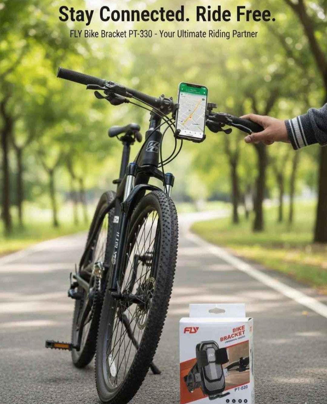 8.FLY Universal Mechanical Bike & Motorcycle Phone Mount – 360° Adjustable Handlebar Bracket for Bicycles, Scooters & E-Bikes