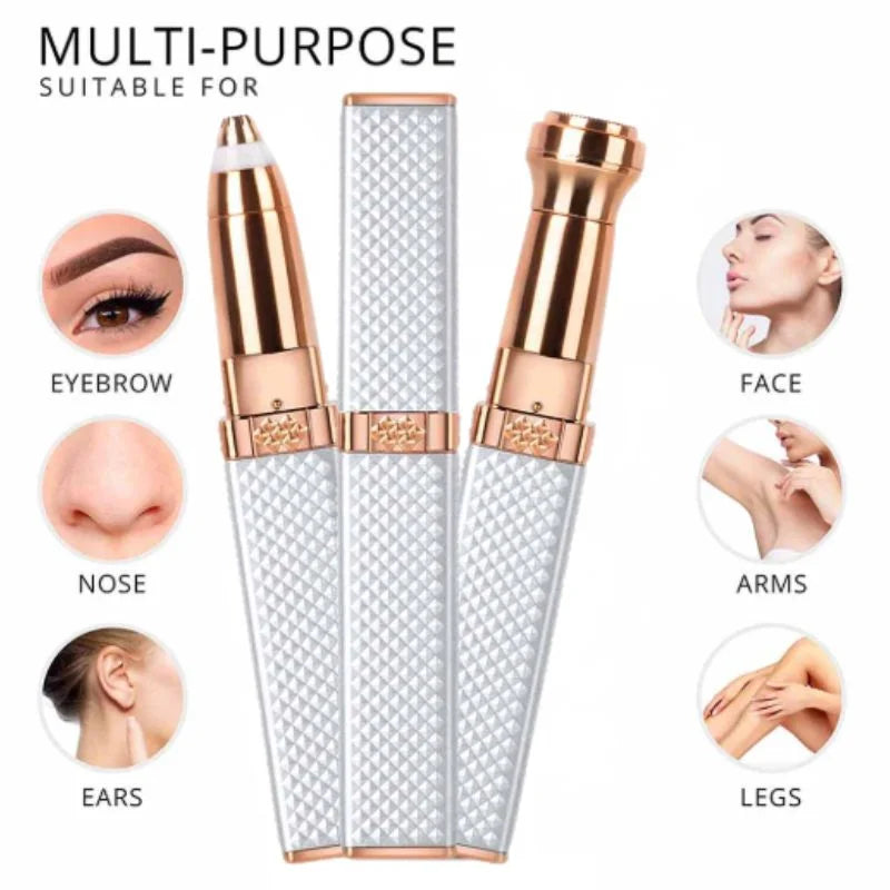 2-in-1 Flawless Facial Hair Remover & Eyebrow Trimmer | USB Rechargeable, Painless & Portable | Pink