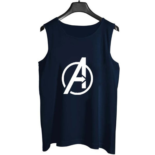 1.Avengers Logo Sando tank top for Men [Navy Blue] | Workout Tank top gym shirts for men - M